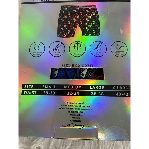 Ed Hardy Performance Boxer Briefs Men's 3 Pack Underwear Multicolor - Picture 7 of 8